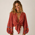 Röd Boho Blus Dam — studio