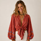 Röd Boho Blus Dam — studio