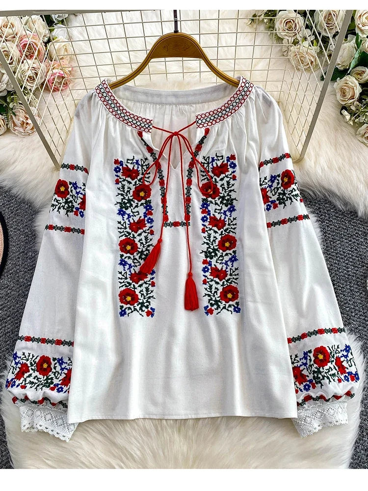 Marinblå Boho Blus Dam — galleri 1