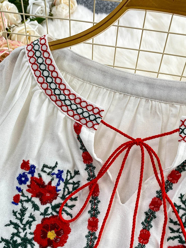 Marinblå Boho Blus Dam — galleri 2