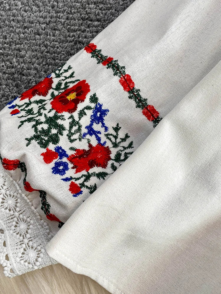 Marinblå Boho Blus Dam — galleri 4